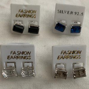 Square opal glitter earrings (Set for 4 pcs)